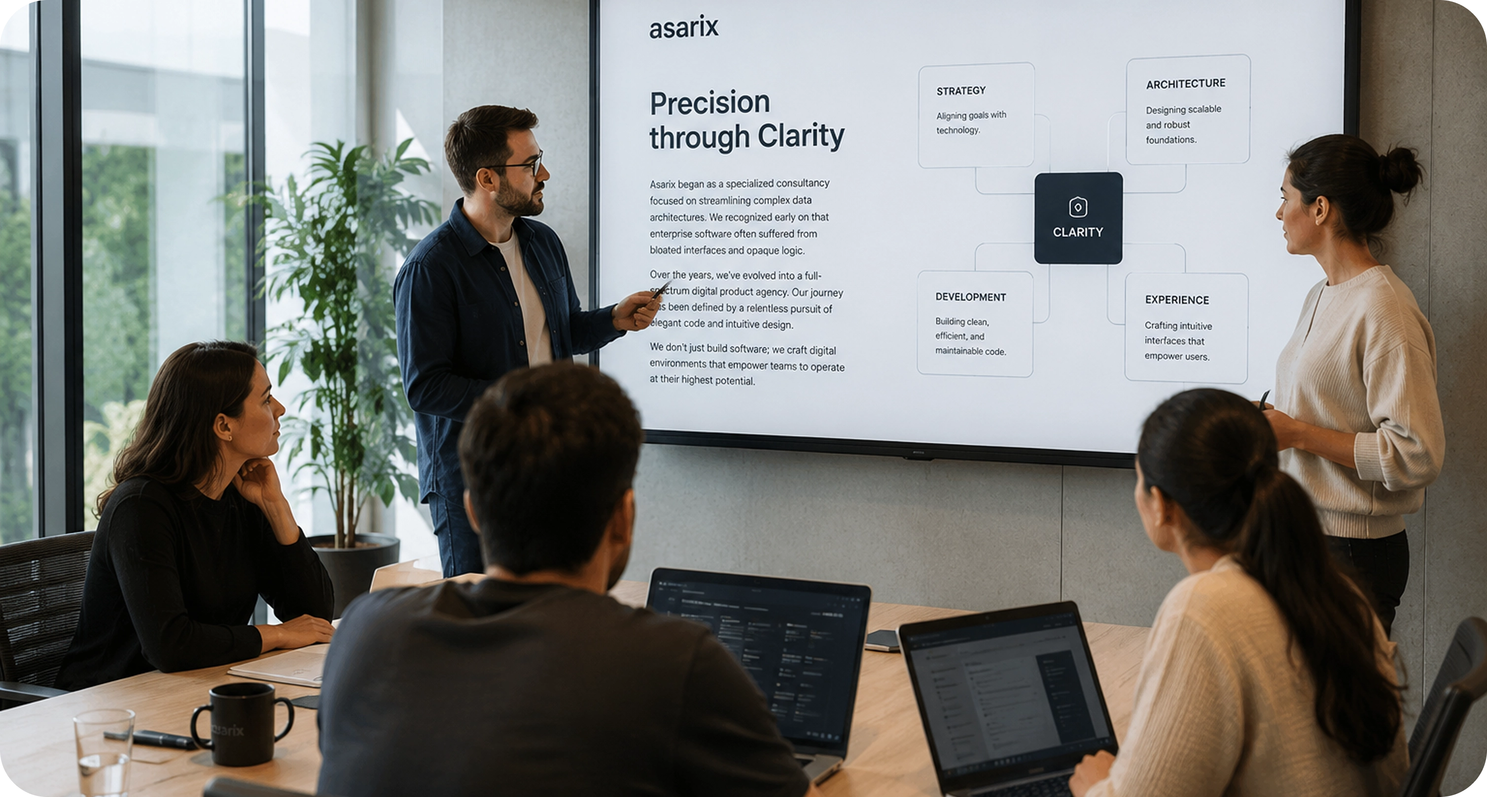 Asarix team collaborating in a meeting room