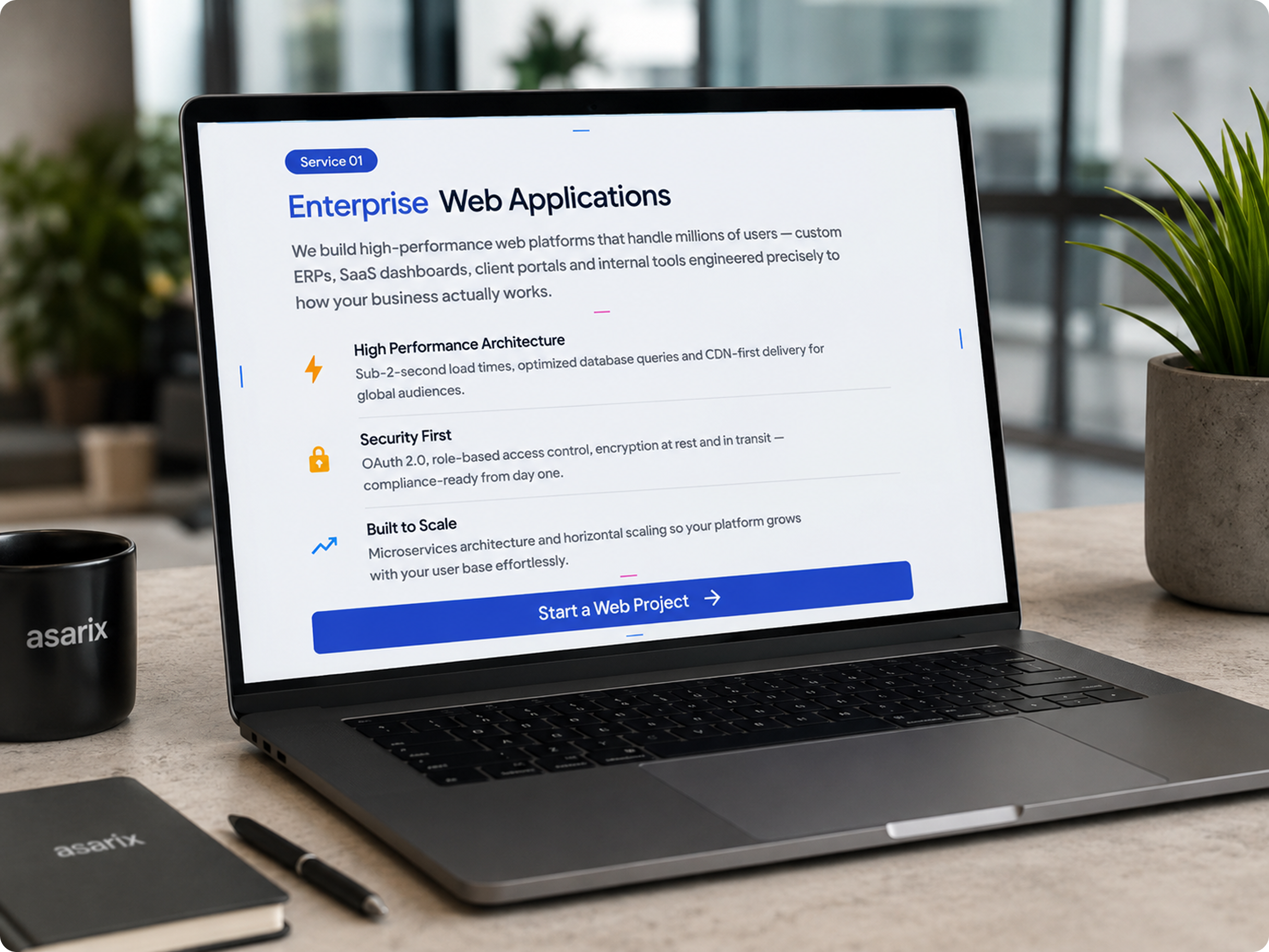 Laptop displaying an enterprise web application dashboard